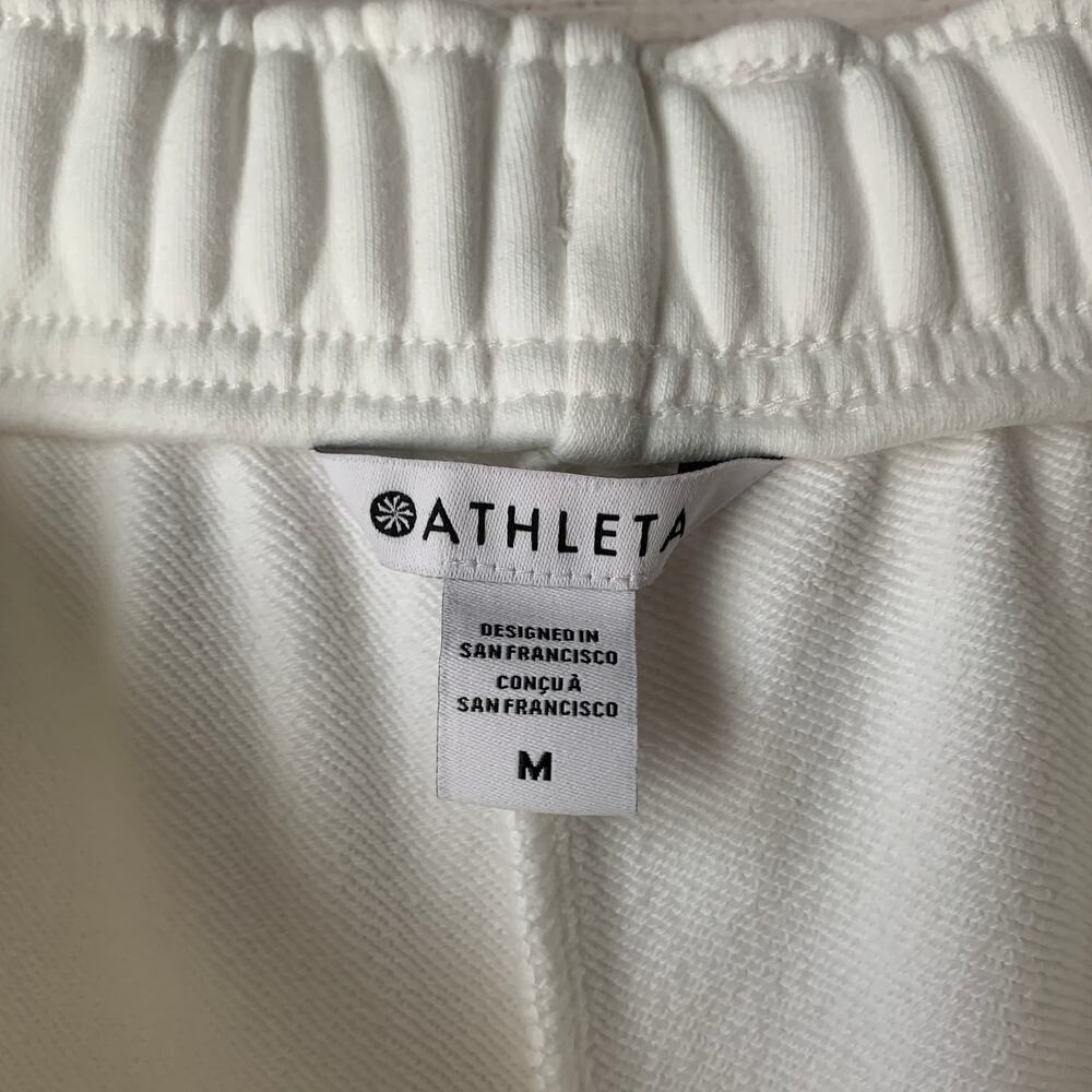Athleta Terry Heavyweight Bermuda Shorts Bright White Drawstring Waist Size M - Picture 11 of 16